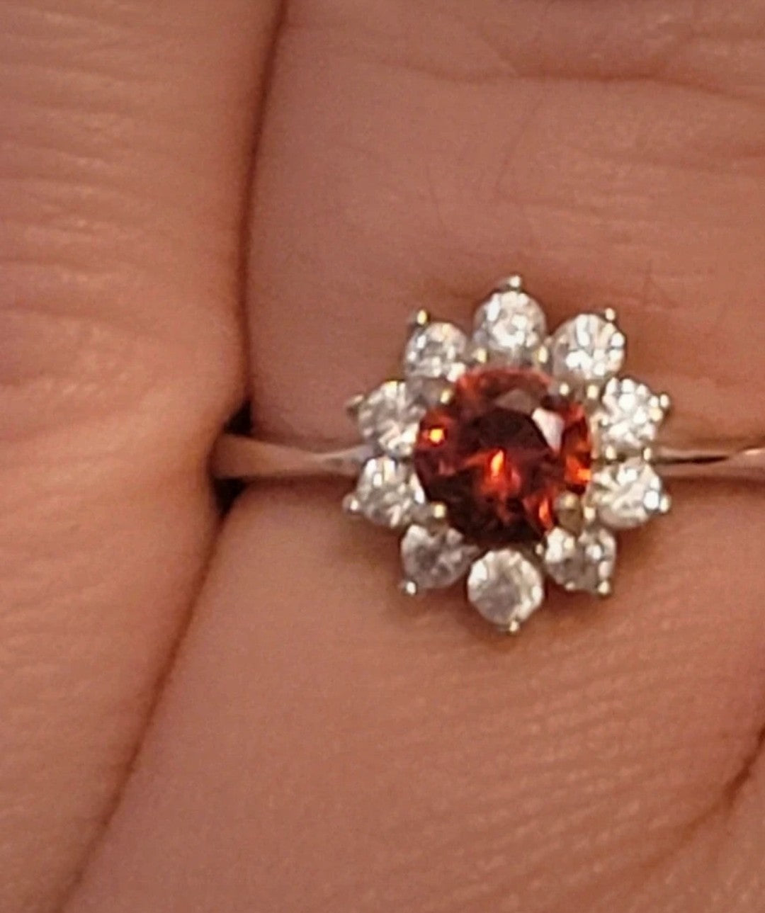 Bague argent saphir naturel orangé