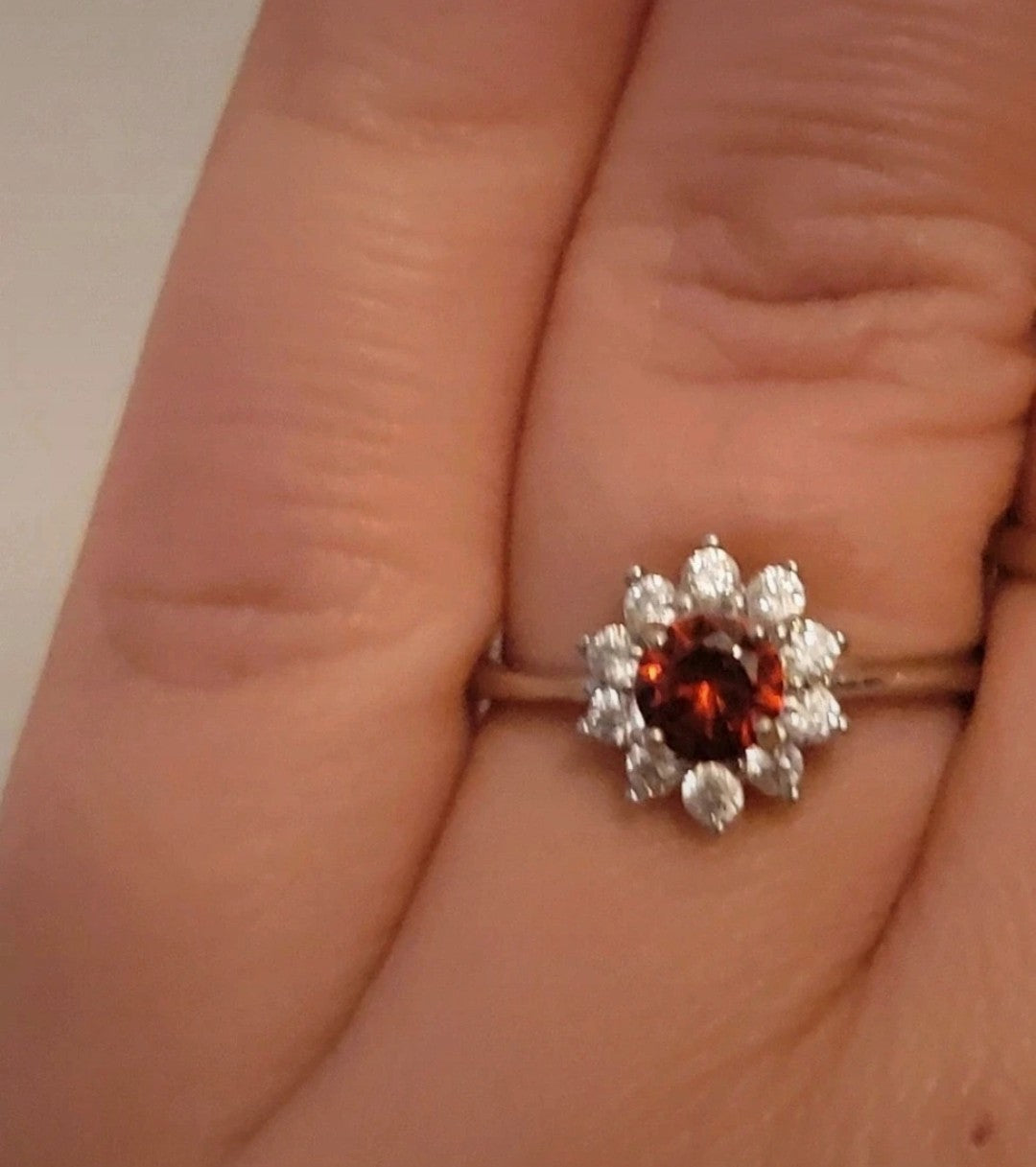 Bague argent saphir naturel orangé