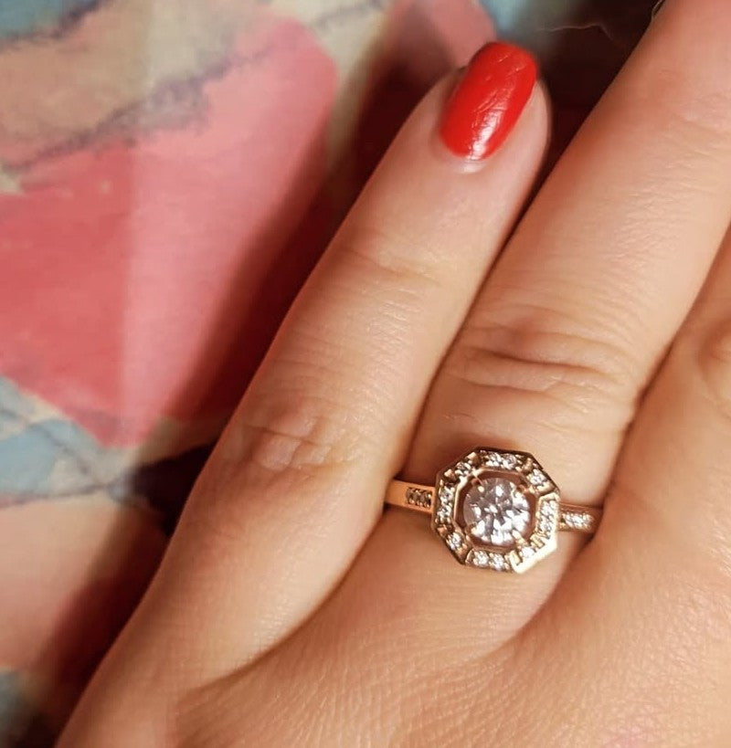 Bague or rose diamants SUR COMMANDE